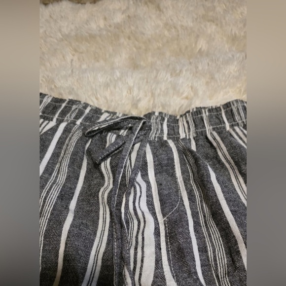 Briggs Linen Blend Pants Blue Striped Drawstring Elastic Women’s Size Large EUC - Picture 3 of 8